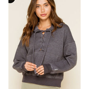 Free People Movement Believer hoodie size medium gray lace up casual
